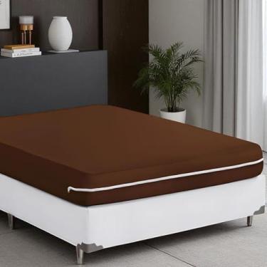 Imagem de Capa Protetora Colchão Casal Queen Com Zíper Malha Gel Luxo (4-MARROM)