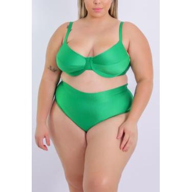 Imagem de Biquini plus size cintura alta hot paint meia taça premium - LALI BEAC