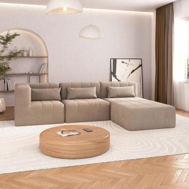 Imagem de Sofá Modular de Canto 02 Poltronas 01 Canto e 01 Puff CabeCasa Madeira