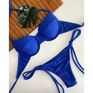 Imagem de Conjunto de Biquini Meia Taça Com Bojo Removivel e Calcinha de Amarrar