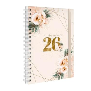 Imagem de Agenda Planner Semanal Plus 2026 Floral Flores Bege E Dourado