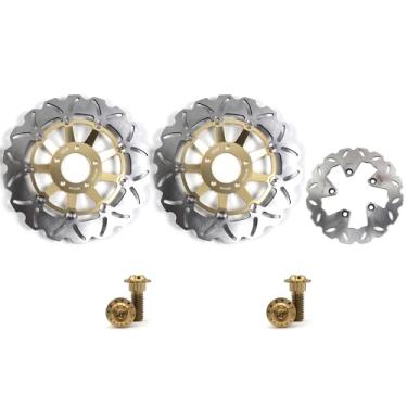 Imagem de Arashi Discos de freio dianteiros traseiros rotores com parafusos de montagem para Suzuki GSXR 750 1989-1995, GSXR 1100 1989-2000, acessórios de substituição de motocicleta GSX-R 750 1100