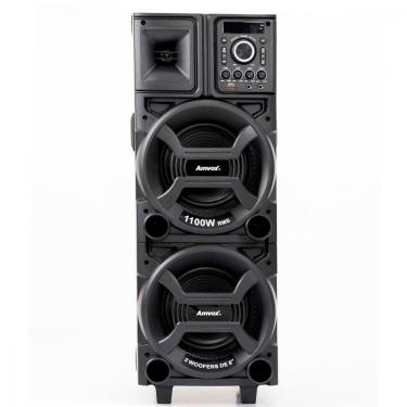 Imagem de Caixa De Som Amvox Duplo 8 1100W Led Bluetooth USB SD Bivolt Preto