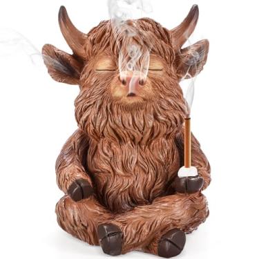 Imagem de Potchen Suporte de incenso de vaca Highland para varas, ornamentos de queimador de cone de incenso, presentes exclusivos para mulheres e homens, ornamento de aromaterapia, decoração de casa, ioga