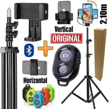 Imagem de Tripé Profissional Câmera Suporte Vertical Apoio Celular Foto Selfie M