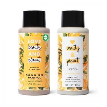 Imagem de Kit Shampoo e Condicionador Vegano e sem Silicone, 400 mL Cada, LOVE BEAUTY AND PLANET , Amarelo