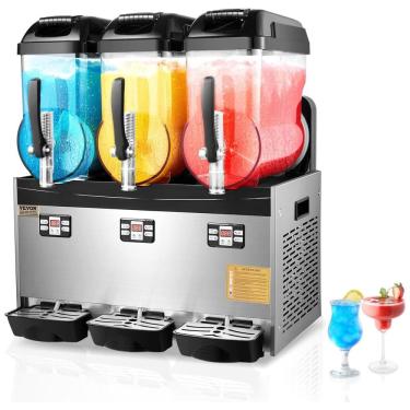 Imagem de Máquina de Frozen Comercial VEVOR, Tanque Triplo de 12Lx3 para Bebidas Geladas, Aço Inoxidável, Ideal para Margaritas, Smoothies e Mais