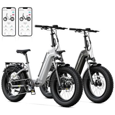 Imagem de Kit com 2 Bicicletas Elétricas Dobráveis Sisigad 1500W Pico, Pneus Fat 20"x4.0, Ba...