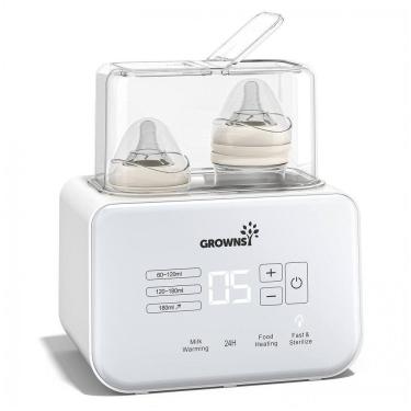 Imagem de Aquecedor de Mamadeira 8 em 1 com Temporizador, Cabe em 2 Mamadeiras, Controle Preciso de Temperatura e Descongelamento, Grownsy, Branco