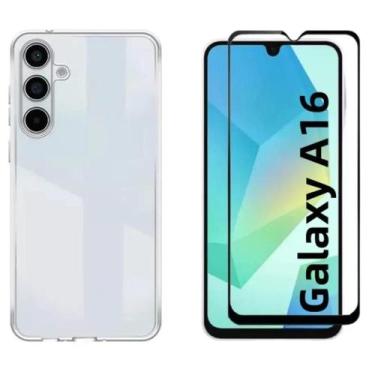 Imagem de Kit Pelicula Vidro 3D Samsung A16 e Capa Capinha Anti Shock A16 - Univ