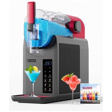 Imagem de Máquina de Raspadinha para Casa AAOBOSI, Máquina de Slushie com Livro de Receitas, Máquina de Margarita com 6 Programas Pré-Definidos