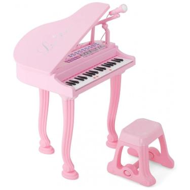 Imagem de Piano Clássico Infantil com 37 Teclas, Microfone, Modo de Ensino LED, Costzon, Rosa