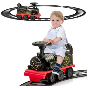 Imagem de Trem Elétrico Infantil a Bateria com Trilhos e Luzes Piscantes, HONEY JOY, Preto
