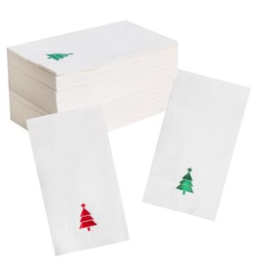 Imagem de Guardanapos de papel de Natal com 100 pacotes, guardanapos de jantar descartáveis a granel toalhas de hóspedes descartáveis para banheiro guardanapos de árvore de Natal toalha de mão de convidado para