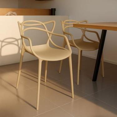 Imagem de Kit 2 Cadeiras Leitura Empilhável Design Moderno - Black House, Nude