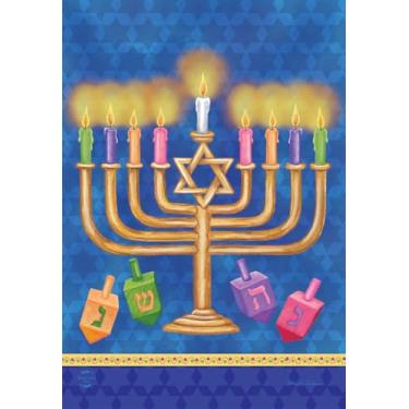 Imagem de Bandeira de jardim Happy Hanukkah da Briarwood Lane para feriados Menorá 32 x 45 cm