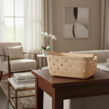 Imagem de Cesto Organizador Multiuso Para Banheiro Cozinha Decorativo, Coral-cla