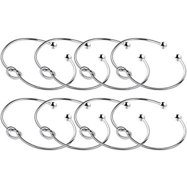 Imagem de ANBALA Pulseira com nó de amor, presente de dama de honra, pulseira elástica para dama de honra, tom prateado, conjunto de 3, 4, 5, 6, 7, 8, Set of 8, liga metálica