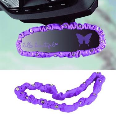 Imagem de Forala Pacote com 3 capas elásticas para espelho retrovisor, couro cristal, protetor de espelho retrovisor automotivo para carro, van, SUV, com acessórios decorativos interiores de carro borboleta