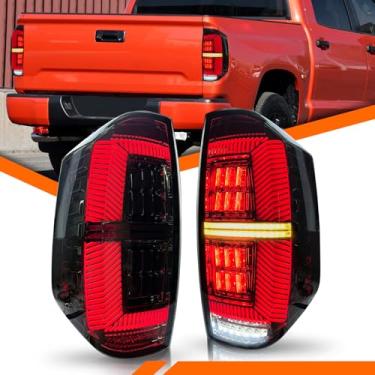 Imagem de COOLDNA Luzes traseiras de LED compatíveis com Toyota Tundra 2014-2021 montagem de luzes traseiras com seta sequencial/animação de inicialização/lâmpada traseira do lado do motorista e do passageiro