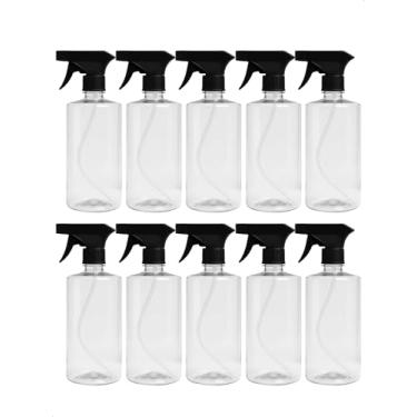 Imagem de Kit 20 Frasco Cilindrico Borrifador Preto Spray Pulverizador com Válvula Multiuso Transparente 300ml