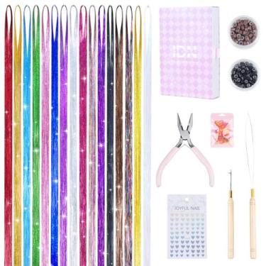Imagem de Kit de enfeites de cabelo IDN BEAUTY, extensões de cabelo de 16 cores,