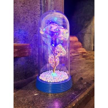 Imagem de Luminária A Rosa Encantada Galáxia Colorida A Bela E A Fera - Amor Lin