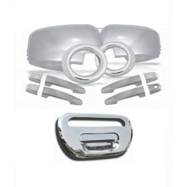Imagem de Kit Aplique Cromado Maçaneta Retrovisor Traseira Moldura Milha L200 Triton 2012 à 2013
