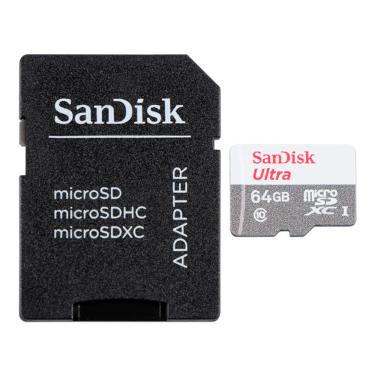 Imagem de Cartão MicroSD 64GB SanDisk Ultra Lite 100MBs com Adaptador