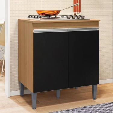 Imagem de Balcão Para Cooktop Andréia 2 Portas - Amendoa/Preto AJL 