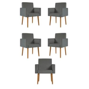 Imagem de Kit 05 Cadeiras Poltronas Decorativa - Escritório - Recepção Cor:cinza