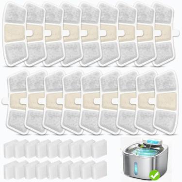 Imagem de Pacote com 24 filtros de fonte para animais de estimação PW04 3,5L sem fio para água dura, reduz calcário e mau gosto, compatível com dispensador de fonte de água Oneisall Cat, filtro de substituição
