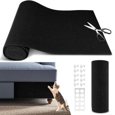 Imagem de Protetor de móveis para gatos, tapete autoadesivo para arranhões, 199 x 40 cm, cortado para caber no tapete de substituição DIY para árvore, parede, cama, porta, protetor de sofá (preto escuro)
