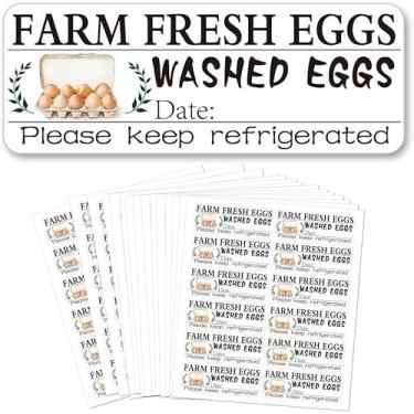 Imagem de 15 folhas, 180 peças, etiquetas de caixa de ovos frescos não lavados, adesivos autoadesivos de embalagem de ovos coloridos adesivos de ovos frescos de fazenda para etiquetas de caixa de ovos de