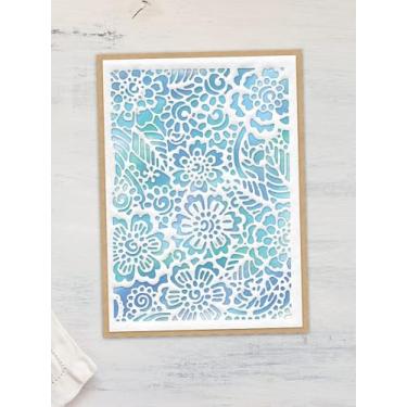 Imagem de Cortes de folhas de flores para fazer cartões, conjuntos de matrizes retangulares para corte de moldura floral, estêncil, modelo de gravação para scrapbook, cartões, álbuns, materiais de artesanato