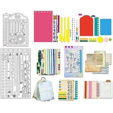 Imagem de Fichário de folhas soltas e matrizes de corte de números, caderno, diário, notas, matrizes de corte de molduras, estêncil, faça você mesmo, artesanato, cartões, cortes para fazer cartões, fotos