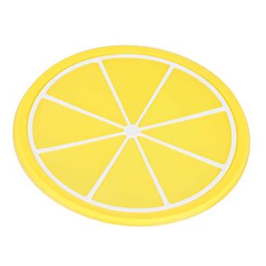 Imagem de Tapete de café de silicone, porta-copos em forma de fruta, jogo americano de mesa com design de frutas coloridas, suporte de copo de silicone para cozinha, bancada, café, bar (limão)