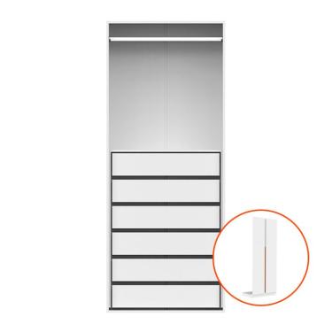 Imagem de Guarda-Roupa Modulado com Cabideiro New Tuyo 2 Portas Articuladas 6 Gavetas Branco 90 cm