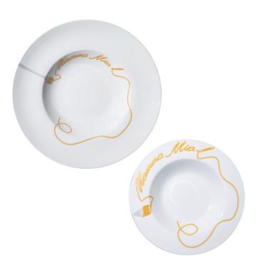 Imagem de Jogo de Pratos para Massa Mamma Mia Branco e Amarelo