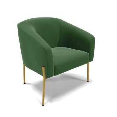 Imagem de Poltrona Pé De Ferro Dourado Sala De Estar Stella Suede Verde D03 - D'rossi