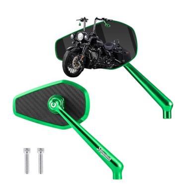 Imagem de Advanblack Espelhos retrovisores universais de motocicleta Axion Performance Style compatíveis com Harley Sportster Road King Street Electra Glide Road Glide Dyna Softail Indian (verde)