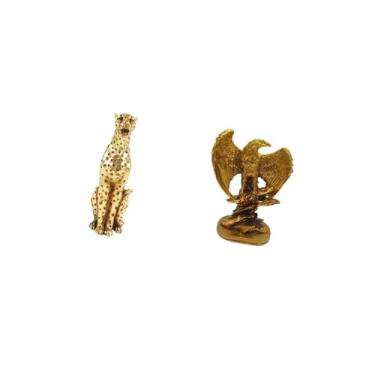 Imagem de Fenteer Escultura de Chita Dourada, Estatueta Decorativa, Peça Central de Mesa, Ornamento Animal, Arte para Escritório, Casa, Sala de Jantar, Estantes, Decora