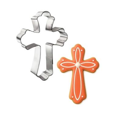 Imagem de Cortador de biscoito Fancy Cross de 12,7 cm B1296 – Cortadores de biscoito de alce – Placa de latão de aço dos EUA