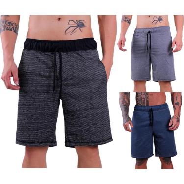 Imagem de Kit 3 Bermudas Moletom e Moletinho MXD Conceito Cores Diversas Opções Básica FullPrint Sport Fit-Masculino