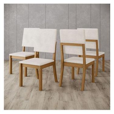 Imagem de Cadeira Para Mesa De Jantar Ambiente Milla Kit 4 Peças Nature Linho - Henn