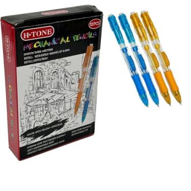 Imagem de H-TONE Lapiseira ponta média (0,7 mm), grafite resistente a quebras, clique lateral conveniente e aderência macia antiderrapante perfeita para sala de aula e tempo de teste, 12 unidades