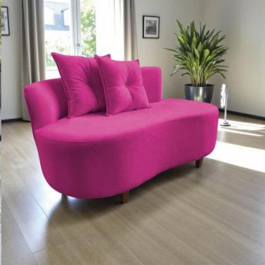 Imagem de Namoradeira Sofá Feijão Suria Orgânica Veludo Rosa Pink - Mansão Decor
