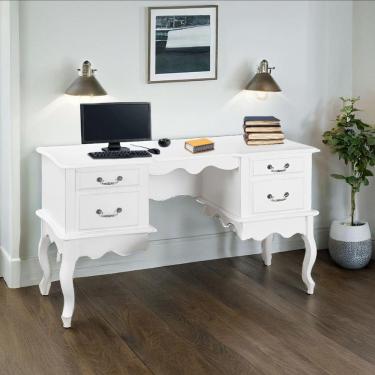 Imagem de Penteadeira Clássica Com 4 Gavetas Pés Luiz Xv - Branco Laca