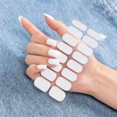 Imagem de Kit de tiras de unhas de gel semicuradas, funciona com lâmpadas UV/LED, qualidade, longa duração, fácil de aplicar e remover, envoltórios de unhas para casa e salão de beleza - 32 peças, 2 almofadas