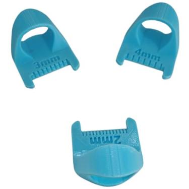 Imagem de 3 pcs, Agulha de costura de borda de 3 camadas Medidor de trava Ferramenta de montagem de costura Lockranding Guia de modelos de dedo para pontos quadrados Modelo de acolchoamento Artesanato DIY (Azul)